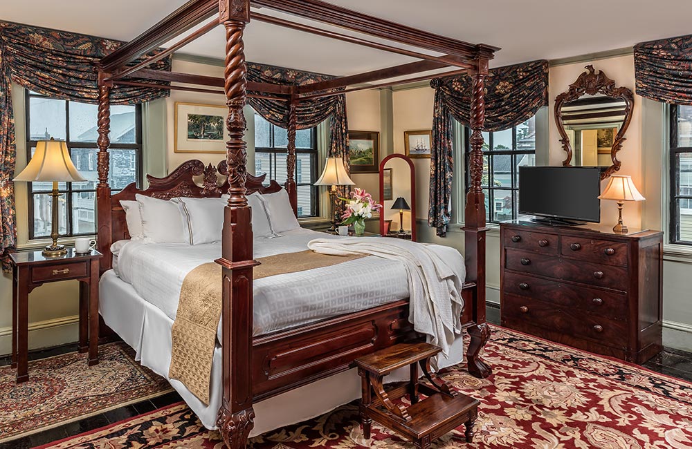 A gorgeous guest room perfect for romantic getaways at our Newport, RI Bed and Breakfast