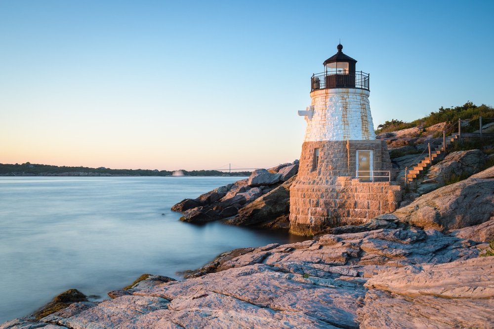 Gorgeous sunset at Castle Hill Lighthouse, one of the best things to do in Newport, RI