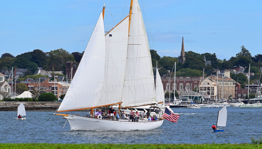 Sailboat in the water - which you can enjoy on Newport, RI Sailing charters